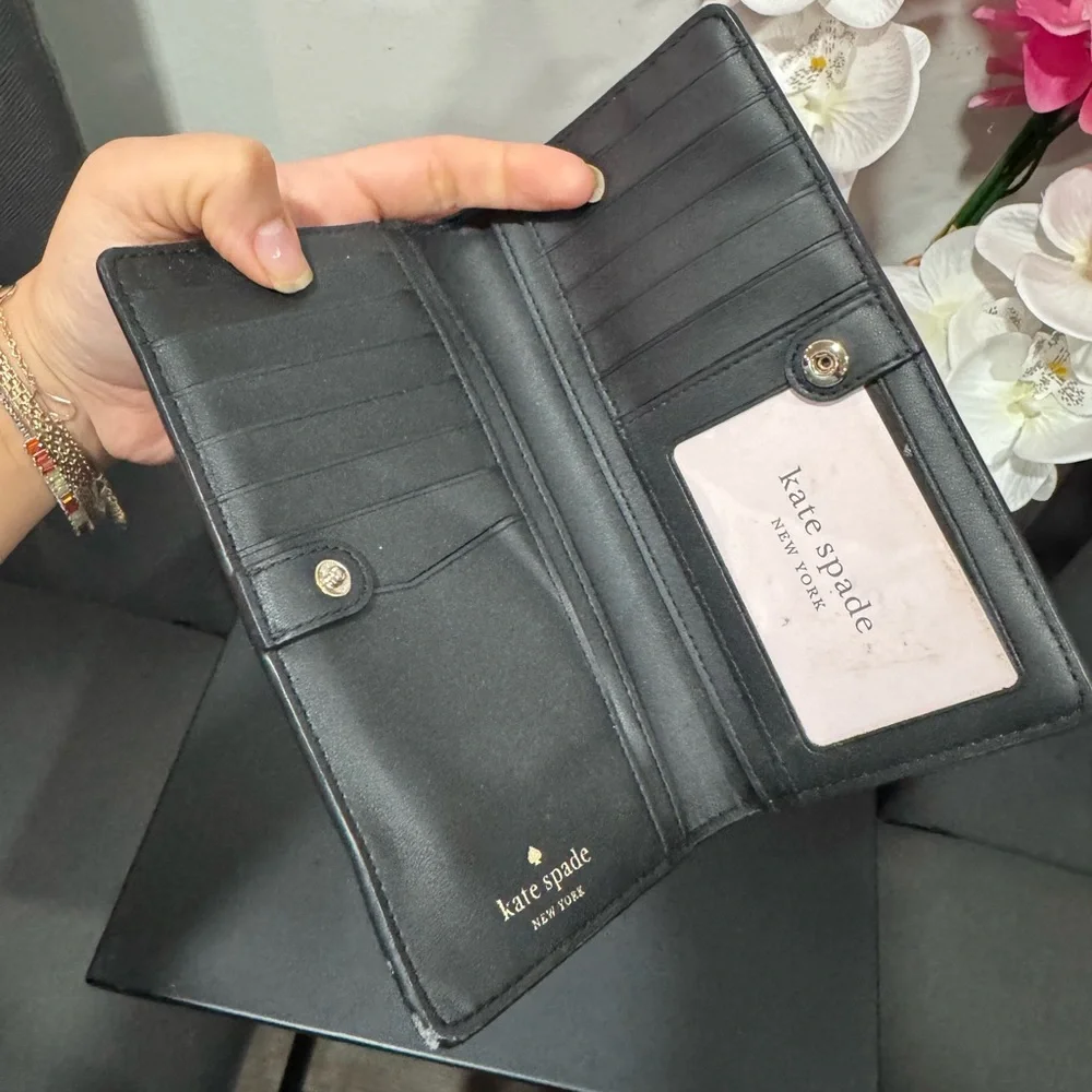 Kate Spade Black and Cream Women's Wallet